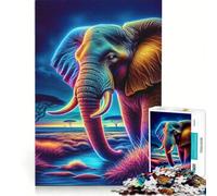 Puzzle da 1000 pezzi per adolescenti con testa di elefante al neon decorazione da parete passatempo ideale per le vacanze a casa per rafforzare l'amore tra le coppie 38x52cm