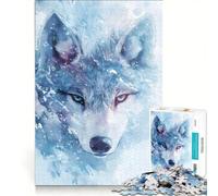 Puzzle da 1000 pezzi per adolescenti con testa di lupo ad acquerello nella neve gioco educativo decorazione da parete ideale come regalo 50x75cm