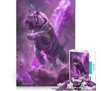 Puzzle da 1000 pezzi per adolescenti con tigre viola che salta gioco divertente allena la mente e la mano gioco di sfida unico 38x52cm
