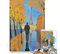 Puzzle da 1000 pezzi per adolescenti con Torre Eiffel e passeggiata autunnale, decorazione da parete, divertimento in famiglia, per rafforzare l'amore tra le coppie 38x52cm