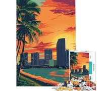 Puzzle da 1000 pezzi per adolescenti con tramonto a Miami gioco educativo e stimolante per tutta la famiglia divertente e spiritoso ideale come regalo di compleanno (dimensioni 38x26cm)