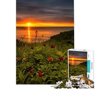 Puzzle da 1000 pezzi per adolescenti con tramonto sul lago e barca sfida educativa decorazione murale gioco rilassante adatto a persone dai 14 anni in su (50x75cm)