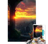 Puzzle da 1000 pezzi per adolescenti con tramonto sulla città visto dalla finestra divertente attività da fare a casa regalo di compleanno gioco pratico adatto a partire dai 14 anni (38x26cm)
