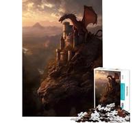 Puzzle da 1000 pezzi per adolescenti con tramonto sulla fortezza dei draghi gioco educativo e stimolante per tutta la famiglia divertente e spiritoso ideale come regalo di compleanno (38x52cm)