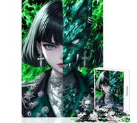 Puzzle da 1000 pezzi per adolescenti con trasformazione in fiamma verde ragazza anime Waifu gioco rompicapo per migliorare la memoria decorazione per la casa giocattolo antistress regalo (38x26cm)