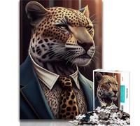 Puzzle da 1000 pezzi per adolescenti con tuta da giaguaro e vestiti da animale, 1000 pezzi per adulti, antistress, sfida difficile, regali di Babbo Natale segreto (dimensioni 38x26cm)