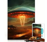 Puzzle da 1000 pezzi per adolescenti con UFO che vola sopra una fattoria, gioco dai bordi puliti, rompicapo cognitivo, gioco di ozio, regalo di Natale (50x75cm)
