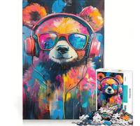Puzzle da 1000 pezzi per adolescenti con un adorabile orsetto con le cuffie, gioco rilassante, stimolante da completare, per rafforzare l'amore tra le coppie 38x26cm