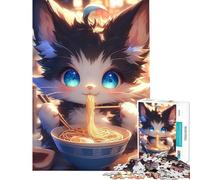 Puzzle da 1000 pezzi per adolescenti con un dolce gatto che mangia spaghetti gioco rilassante ed educativo ideale come regalo di compleanno o per migliorare la memoria (dimensioni 38x26cm)