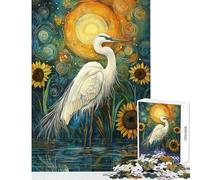 Puzzle da 1000 pezzi per adolescenti con un elegante airone di Sunflowers Puzzles per adulti giocattolo decorativo da parete divertente e spiritoso ottimo regalo per gli appassionati di videogiochi