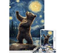 Puzzle da 1000 pezzi per adolescenti con un orso che guarda le stelle gioco rilassante per tutta la famiglia decorazione per la casa giocattoli che migliorano l'amore tra le coppie (38x52cm)
