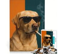 Puzzle da 1000 pezzi per adolescenti con un simpatico cane che fuma, gioco divertente, allena la mente e le mani, migliora l'amore tra le coppie 50x75cm