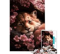 Puzzle da 1000 pezzi per adolescenti con un simpatico cucciolo di leone addormentato gioco educativo e stimolante ideale per il relax e come regalo per donne (dimensioni 75x50cm)