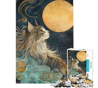 Puzzle da 1000 pezzi per adolescenti con un simpatico gatto che guarda la luna Puzzle per adulti giocattolo fai da te ideale per passare il tempo durante le vacanze a casa regalo per amici e familiari