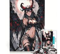 Puzzle da 1000 pezzi per adolescenti con una bellissima ragazza demone in stile anime, gioco educativo, regalo di compleanno, compleanno e Natale 38x52cm