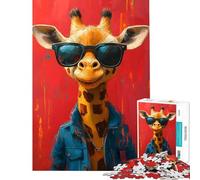 Puzzle da 1000 pezzi per adolescenti con una simpatica giraffa con gli occhiali da sole Aiuta ad allenare la mente a sviluppare capacità di analisi e logica Gioco educativo per ragazzi dai 14 anni
