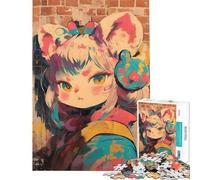 Puzzle da 1000 pezzi per adolescenti con una simpatica ragazza gatto anime Puzzle da 1000 pezzi per la decorazione della casa giocattoli arte da parete regalo di compleanno e unico (38x26cm)