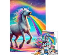 Puzzle da 1000 pezzi per adolescenti con unicorno che vomita e arcobaleno sfida educativa decorazione da parete gioco rilassante adatto a persone dai 14 anni in su (38x26cm)