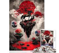 Puzzle da 1000 pezzi per adolescenti con unicorno su un'isola galleggiante con luna rossa gioco impossibile per tutta la famiglia giocattolo decorativo da parete compleanno e Natale