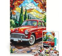 Puzzle da 1000 pezzi per adolescenti con vetrata artistica e auto gioco divertente allena la mente e la mano migliora l'amore tra le coppie 38x52cm