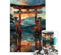 Puzzle da 1000 pezzi per adolescenti con vetrata artistica e porta Torii Divertimento a casa attività rilassanti per migliorare la memoria adatto a persone dai 14 anni in su (50x75cm)