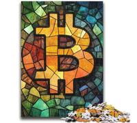 Puzzle da 1000 pezzi per adolescenti con vetrate colorate e Bitcoin Difficile da completare ma divertente e umoristico Regalo di compleanno, regali, arte murale 50x75cm