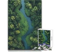 Puzzle da 1000 pezzi per adolescenti con vista aerea del fiume in una rigogliosa foresta, gioco educativo, regali per donne, regali di Babbo Natale segreto, dimensioni 38x52cm