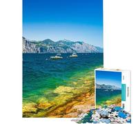 Puzzle da 1000 pezzi per adolescenti con vista idilliaca sul Lago di Garda Puzzle per adulti gioco pratico difficile antistress regalo (dimensioni 38x52cm)