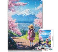 Puzzle da 1000 pezzi per adolescenti con vista sui fiori di ciliegio e sul Fuji, giochi rilassanti per bambini dai 14 anni in su (dimensioni 38x26cm)
