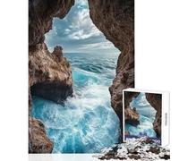 Puzzle da 1000 pezzi per adolescenti con vista sull'oceano da una grotta giochi rilassanti regalo di compleanno decorazione per la casa giocattoli regali unici per compleanno e Natale (38x26cm)