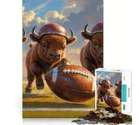Puzzle da 1000 pezzi per adolescenti con vitelli di bisonte,football americano old school,decorazione con tagli precisi,gioco per l'esercizio mentale,gioco di pace,regalo di Natale divertente 38x26cm