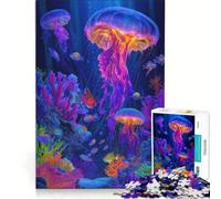 Puzzle da 1000 pezzi per adolescenti con vivace scena di meduse e barriera corallina antistress decorazione per la casa collezione d'artista belle arti 38x26cm