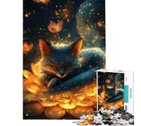 Puzzle da 1000 pezzi per adolescenti con volpe addormentata nel loto dorato gioco educativo e stimolante per tutta la famiglia divertente e spiritoso ideale come regalo di compleanno (50x75cm)