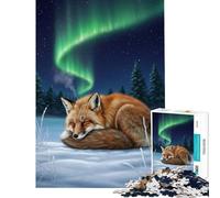 Puzzle da 1000 pezzi per adolescenti con volpe addormentata sotto l'aurora boreale giochi per famiglie giocattoli educativi regalo per compleanni attività per famiglie (dimensioni 38x52cm)
