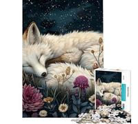 Puzzle da 1000 pezzi per adolescenti con volpe bianca addormentata decorazione per la casa antistress ideale come regalo (38x52cm)