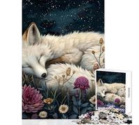 Puzzle da 1000 pezzi per adolescenti con volpe bianca addormentata decorazione per la casa giocattoli regali per donne e uomini gioco educativo per migliorare l'amore tra coppie dimensioni 50x75cm