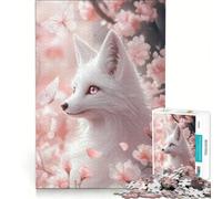 Puzzle da 1000 pezzi per adolescenti con volpe bianca tra i ciliegi in fiore gioco rilassante decompressivo per la mente regalo di compleanno e unico 38x52cm