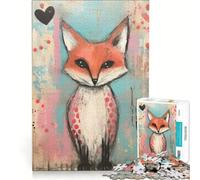 Puzzle da 1000 pezzi per adolescenti con volpe di San Valentino e cuori a pois gioco per famiglie decorazione da parete per rafforzare l'amore tra le coppie 38x52cm
