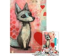 Puzzle da 1000 pezzi per adolescenti con volpe grigia innamorata tema San Valentino Difficile e stimolante con taglio di precisione Giocattolo fai-da-te adatto a ragazzi dai 14 anni in su 38x26cm