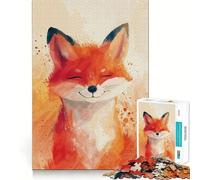 Puzzle da 1000 pezzi per adolescenti con volpe sorridente e disegno ritagliato con precisione,gioco stimolante per la mente,ideale per rilassarsi,perfetto per il tempo libero a Natale 38x52cm