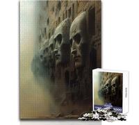 Puzzle da 1000 pezzi per adolescenti con volti di pietra in rovina, divertente gioco cognitivo di apprendimento, selezione di regali unici e ponderati, dimensioni 50x75cm