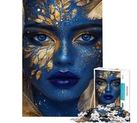 Puzzle da 1000 pezzi per adolescenti con volto blu e oro ideale per adulti decorazione murale compleanni e ricordi (dimensioni 50x75cm)