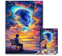 Puzzle da 1000 pezzi per adolescenti con volto umano e nuvola colorata, puzzle in legno per età 14 e oltre, decorazione per la casa, regalo di opere d'arte 50X75CM