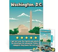 Puzzle da 1000 pezzi per adolescenti con Washington DC, divertente recensione, poster di viaggio, taglio preciso, arte, concentrazione, gioco divertente, relax, gioco, regalo di compleanno (50x75cm)