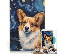 Puzzle da 1000 pezzi per adolescenti con Welsh Corgi e Van Gogh gioco educativo decorazione da parete ideale come regalo 50x75cm