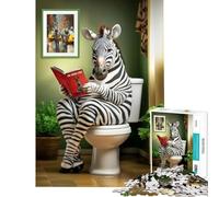 Puzzle da 1000 pezzi per adolescenti con zebra sul water gioco educativo e stimolante ideale come regalo di compleanno (dimensioni 38x52cm)