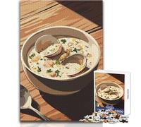 Puzzle da 1000 pezzi per adolescenti con zuppa di vongole cremosa, divertente gioco cognitivo e didattico, selezione di regali unici e ponderati, dimensioni 38x52cm