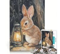 Puzzle da 1000 pezzi per adolescenti: Coniglietto curioso con lanterna, gioco rilassante, sfida impegnativa, compleanno 38x52cm