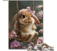 Puzzle da 1000 pezzi per adolescenti, coniglietto e fiori, gioco stimolante e gioco in famiglia, un'opera d'arte per bambini dai 14 anni (dimensioni 50x75cm)