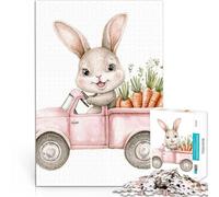 Puzzle da 1000 pezzi per adolescenti Coniglietto nel camion rosa Gioco impegnativo e gioco in famiglia Giocattoli per la decorazione della casa 38x26cm